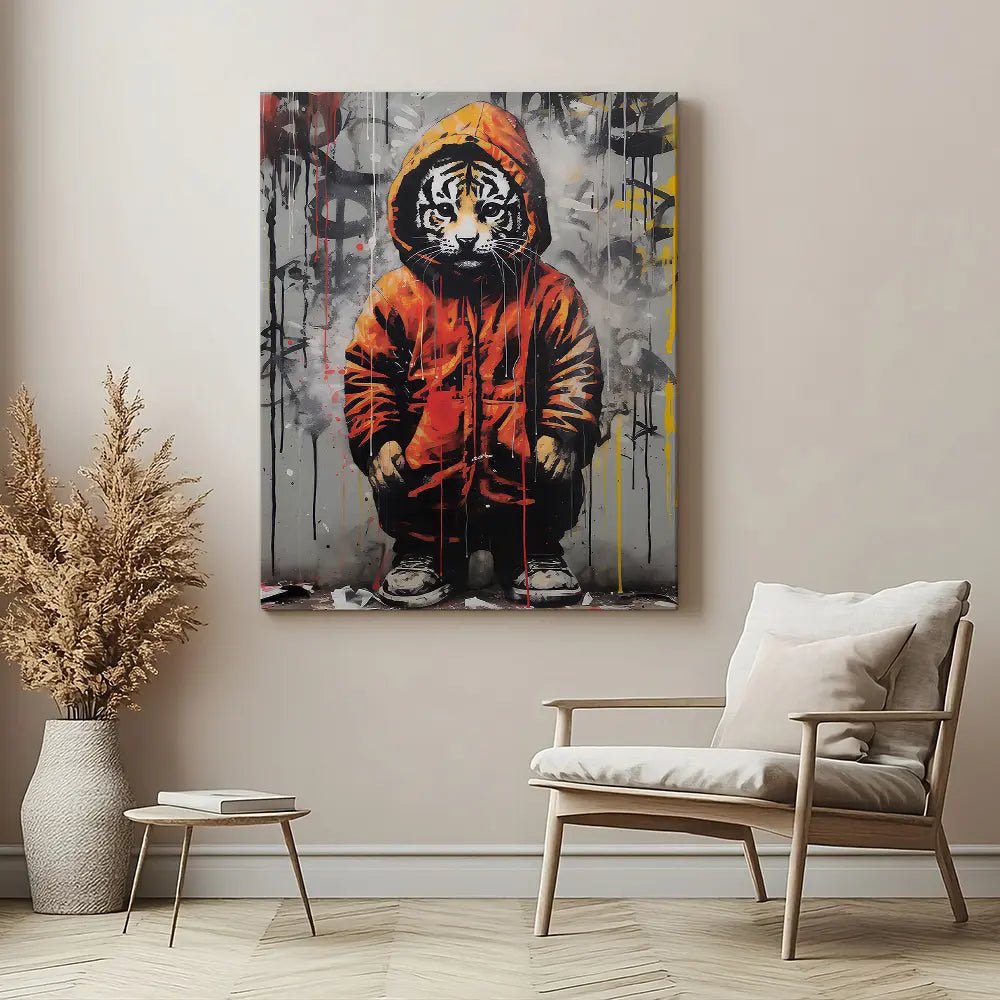 絵画 Tiger 1308 Midcentury Japanese Tiger Painting on Silk | Again&Again