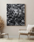 Dog Black And White Flowers