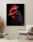 Rooster Black Portrait
