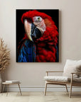 Scarlet Macaw Parrot Black Portrait