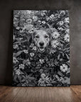 Dog Black And White Flowers