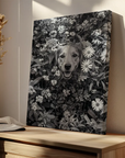Dog Black And White Flowers