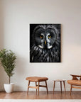 Great Grey Owl Black Portrait