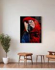 Scarlet Macaw Parrot Black Portrait