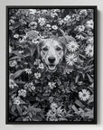 Dog Black And White Flowers