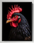 Rooster Black Portrait