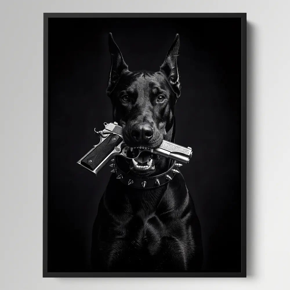 Doberman With Gun