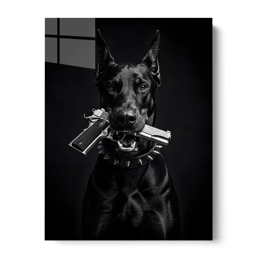 Doberman With Gun