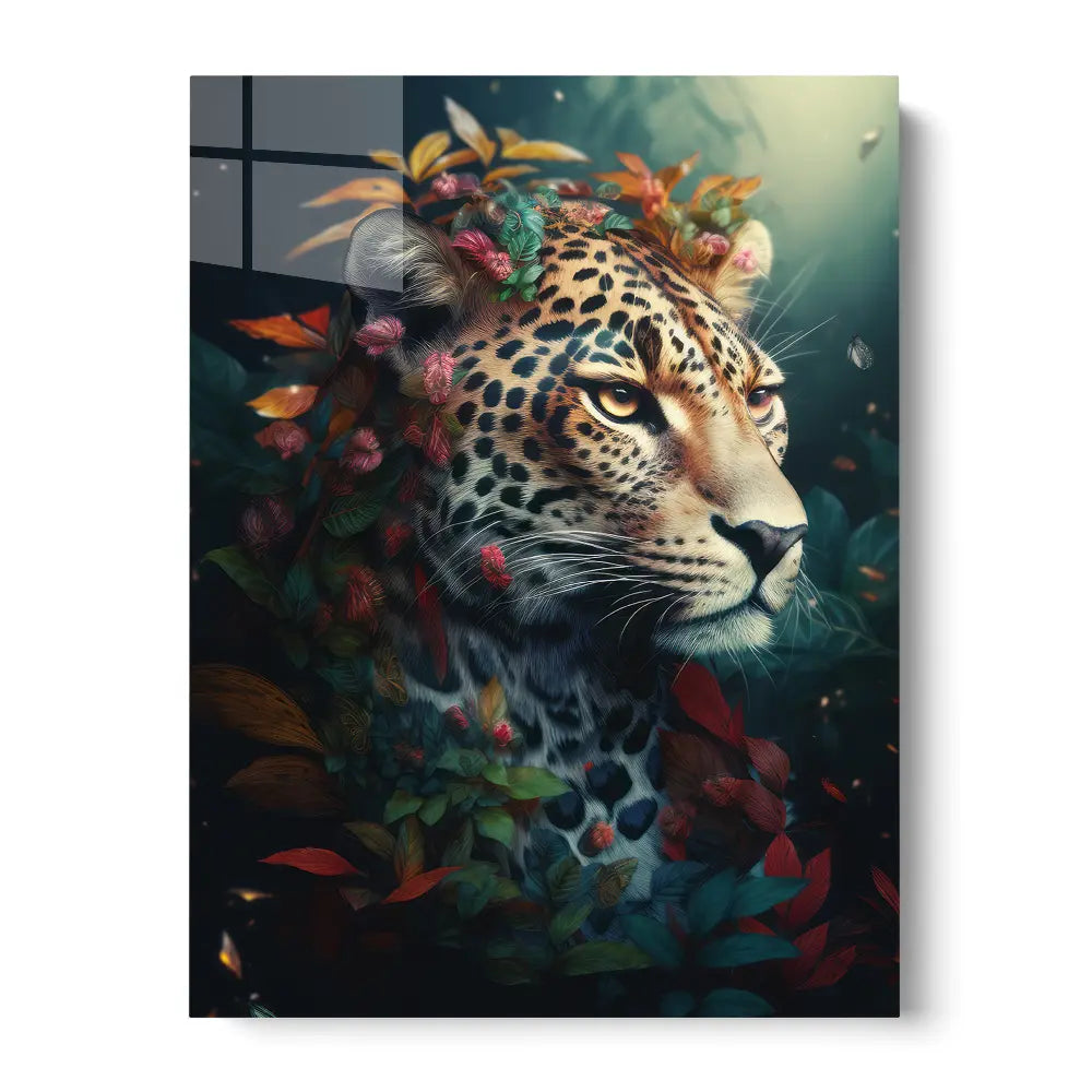 Flowers Leopard Portrait