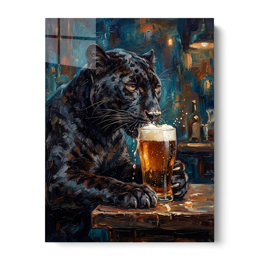 Black Panther Drinking Beer
