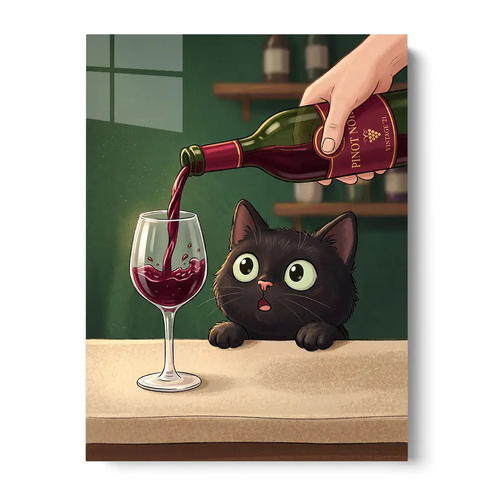 Cat Watching Wine