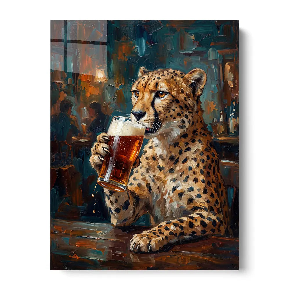 Cheetah Drinking Beer