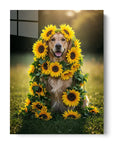 Golden Retriever Sunflowers