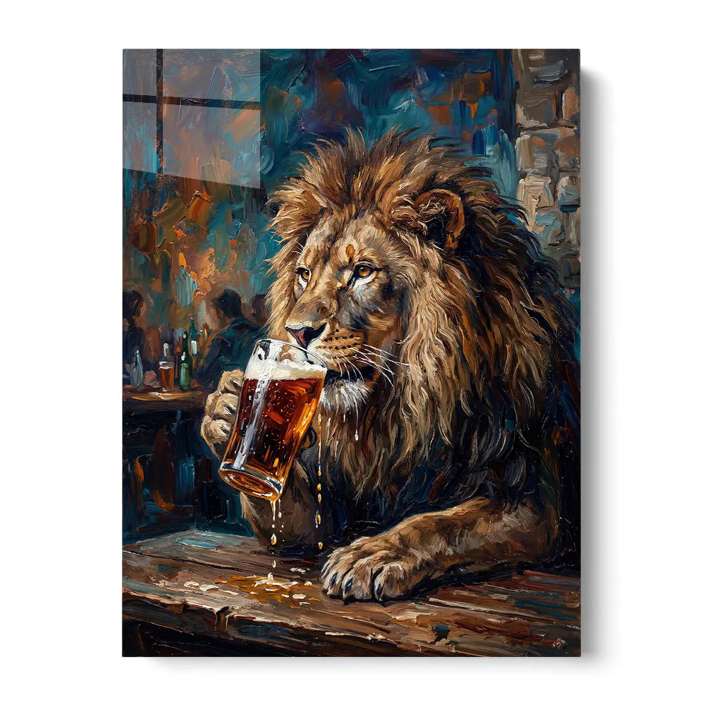Lion Drinking Beer