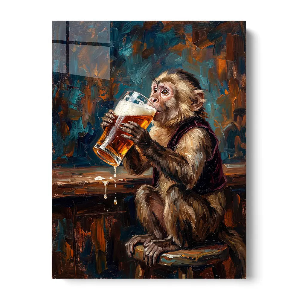 Monkey Drinking Beer