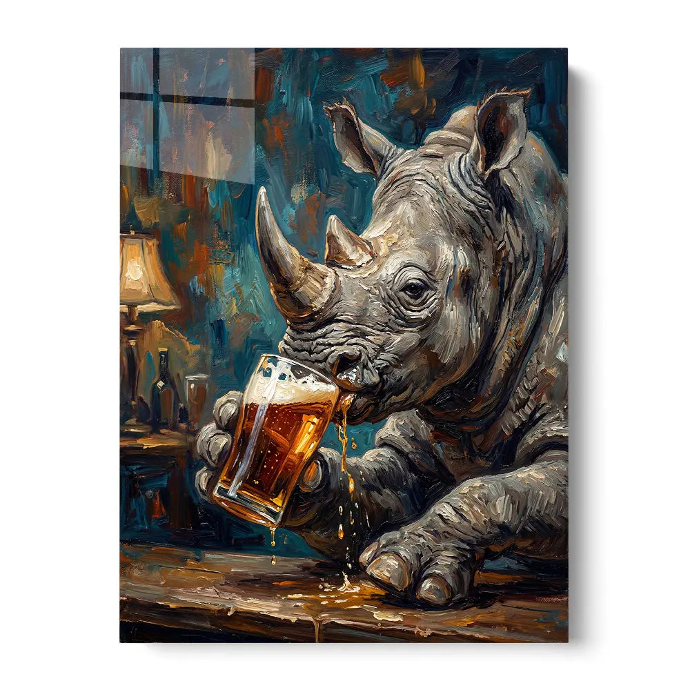 Rhino Drinking Beer