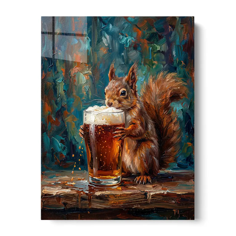 Squirrel Drinking Beer