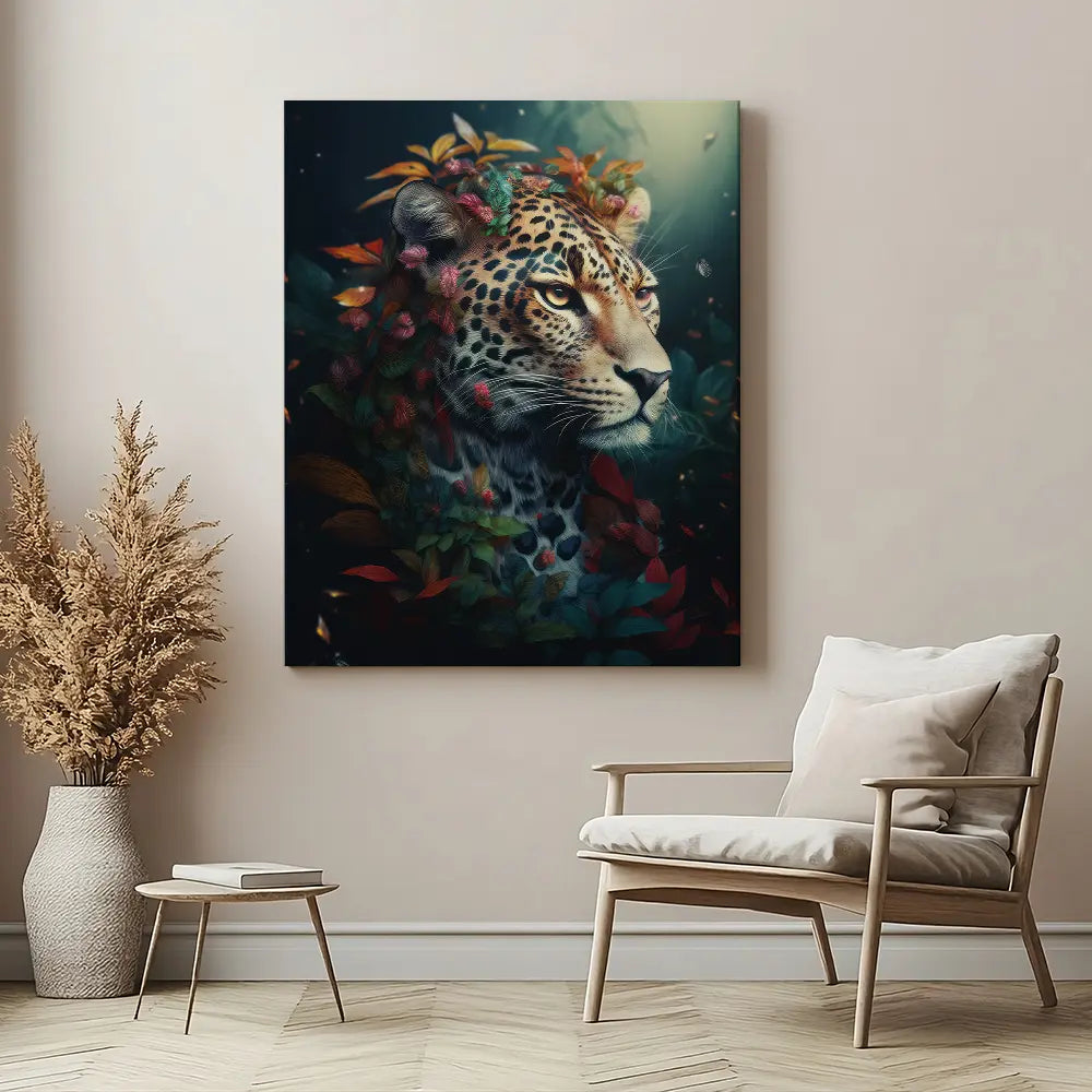 Flowers Leopard Portrait