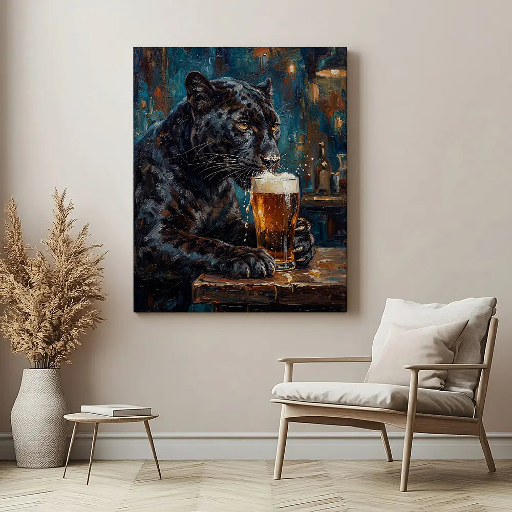 Black Panther Drinking Beer