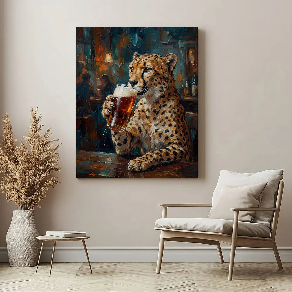 Cheetah Drinking Beer