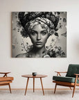 Floral Woman Black And White