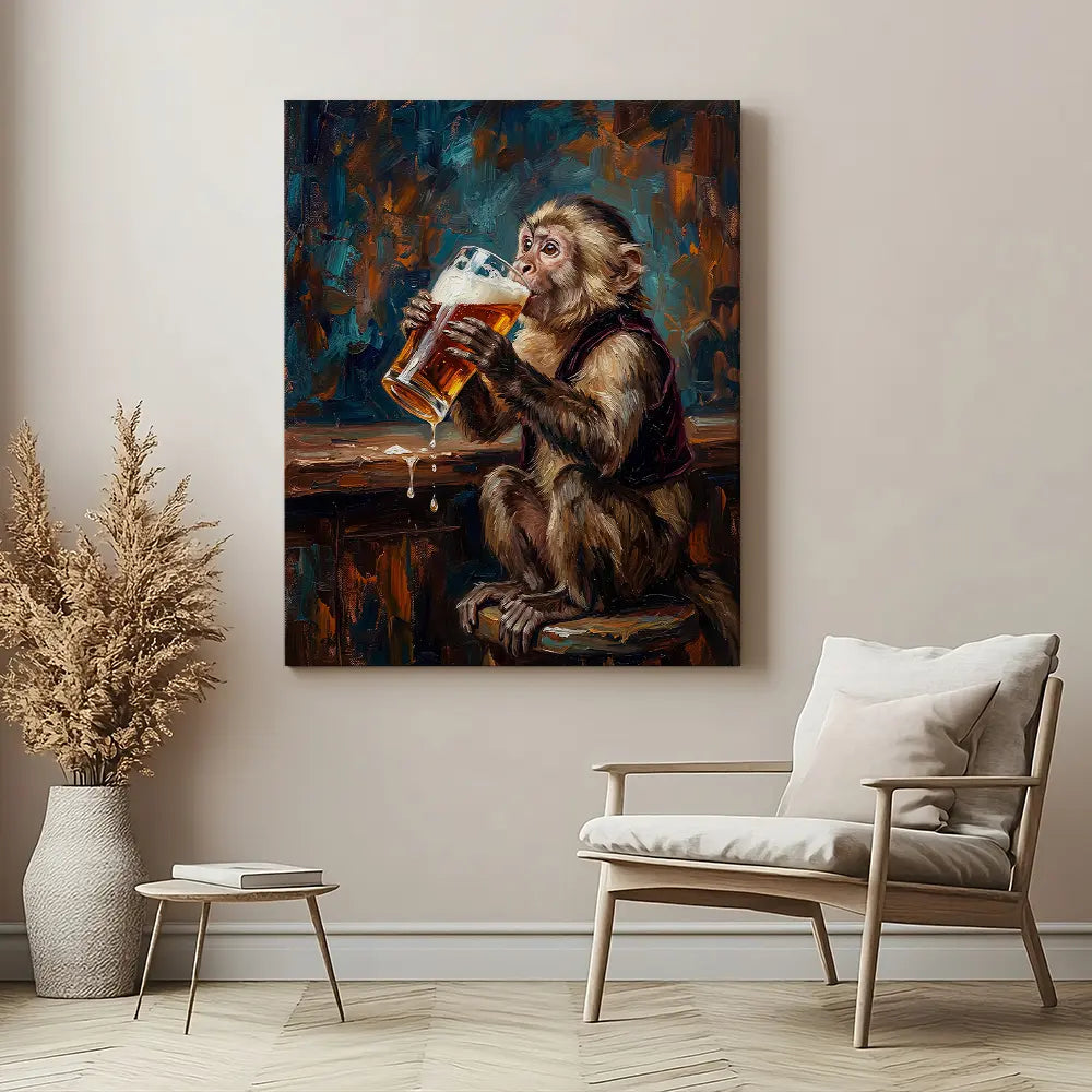 Monkey Drinking Beer