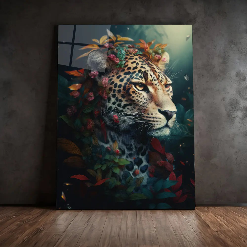 Flowers Leopard Portrait