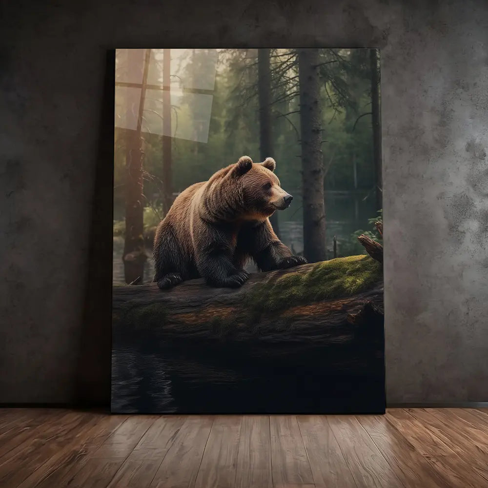 Bear Climbing Tree Trunk