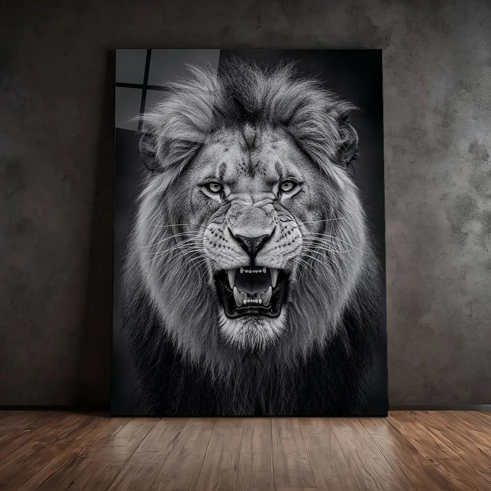 Black And White Roaring Lion