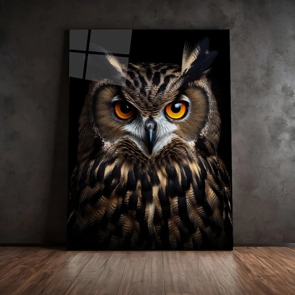 Earasian Eagle Owl Black Portrait