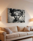 Floral Woman Black And White