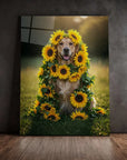 Golden Retriever Sunflowers