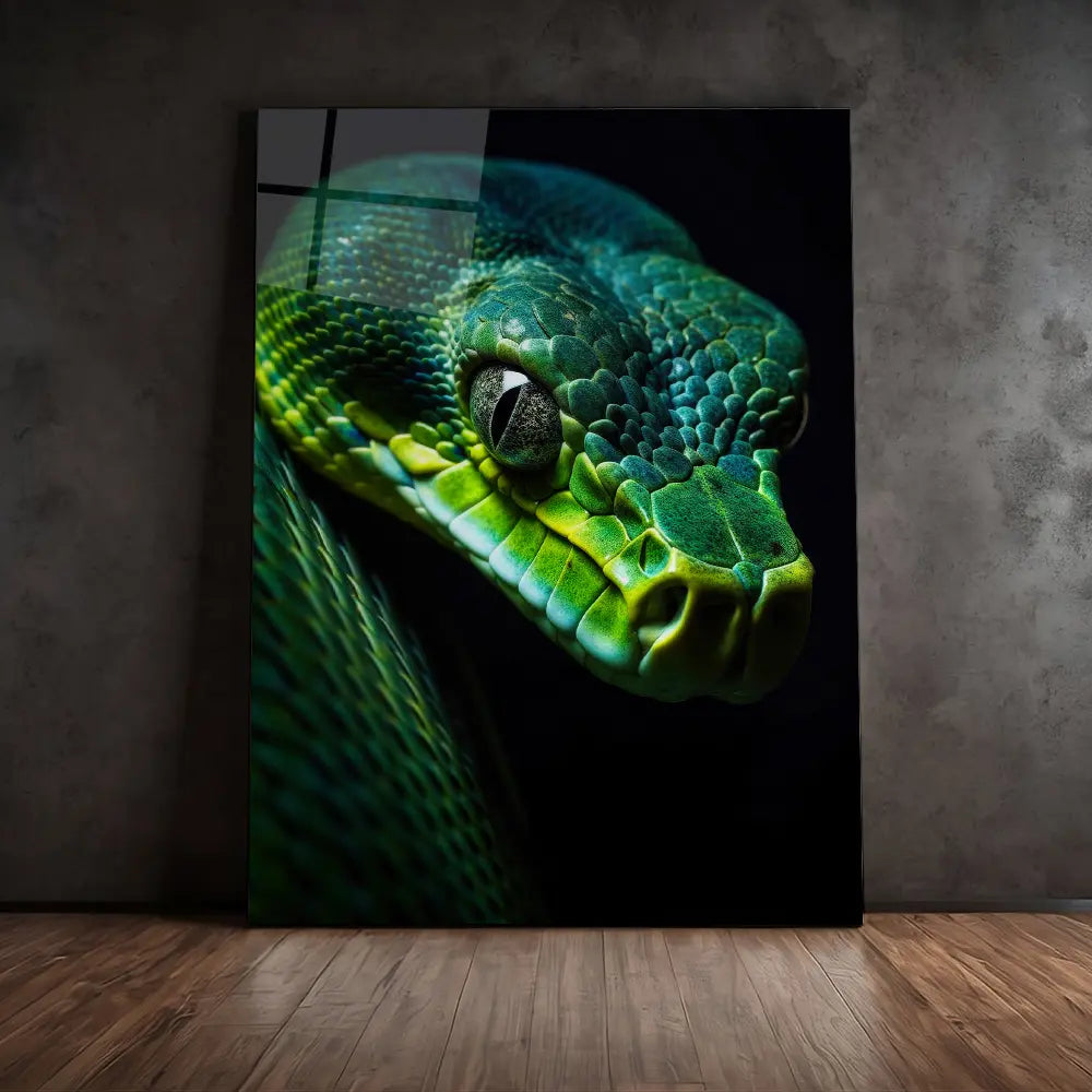 Green Snake Black Portrait