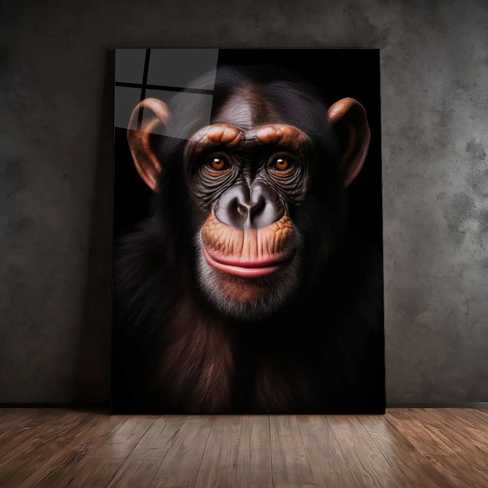Happy Chimpanzee Black Portrait