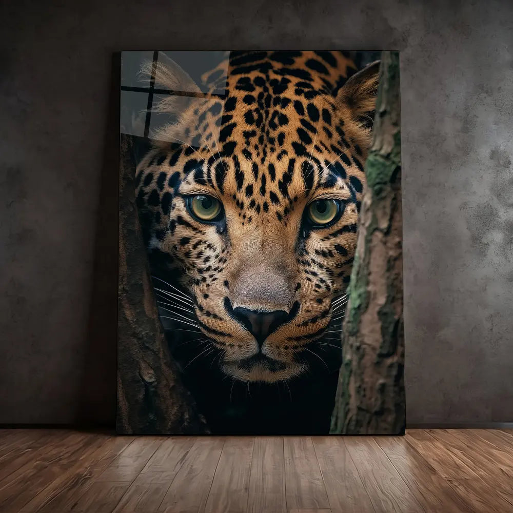 Leopard Hiding Tree