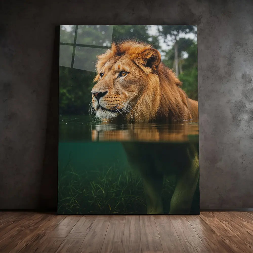 Lion In River