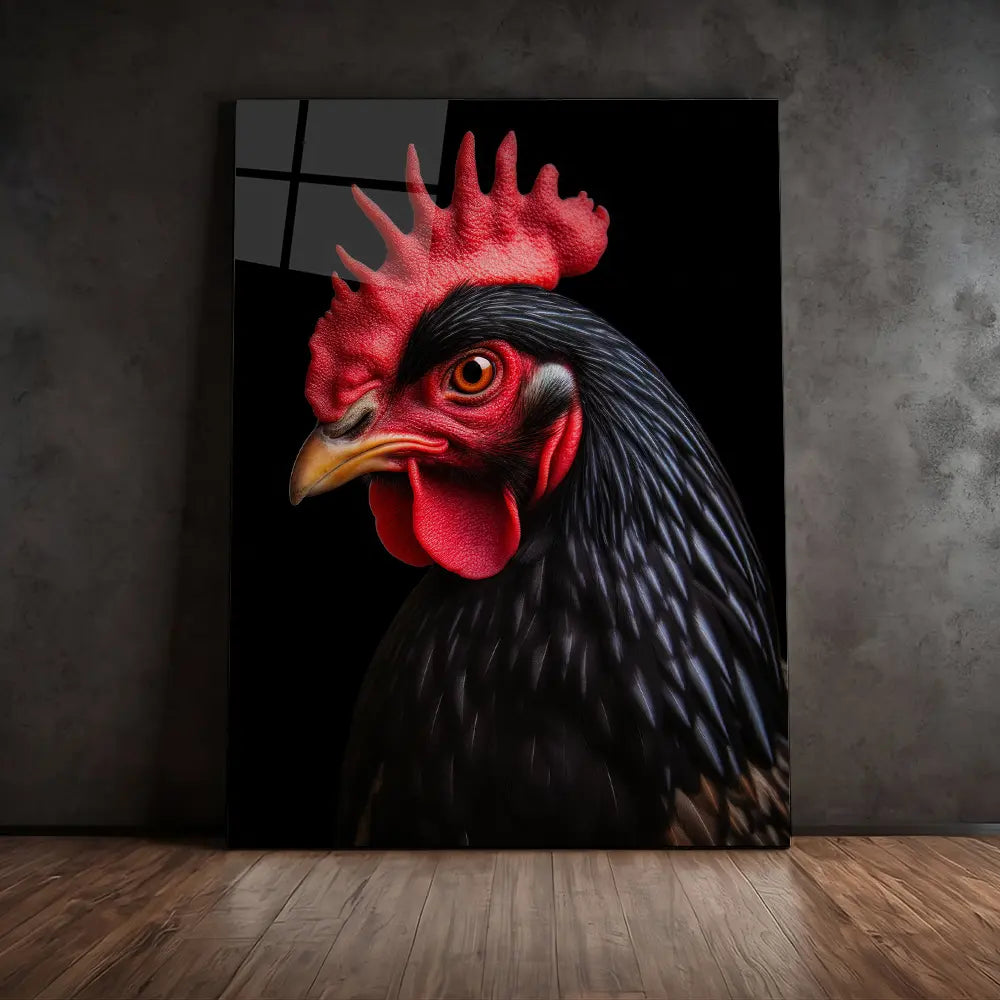 Rooster Black Portrait