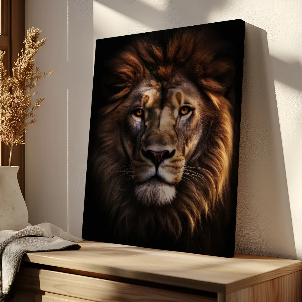African Lion Black Portrait
