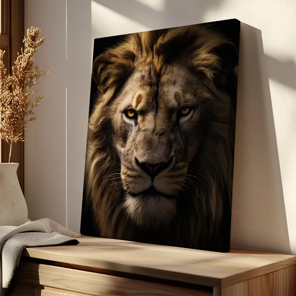 Angry Lion Black Portrait