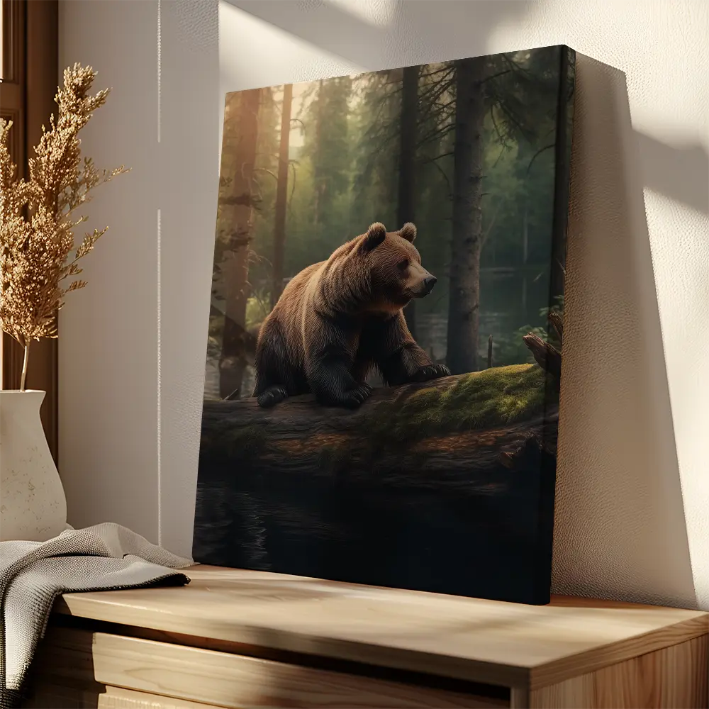 Bear Climbing Tree Trunk