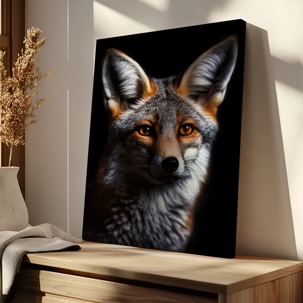 Cross Fox Black Portrait