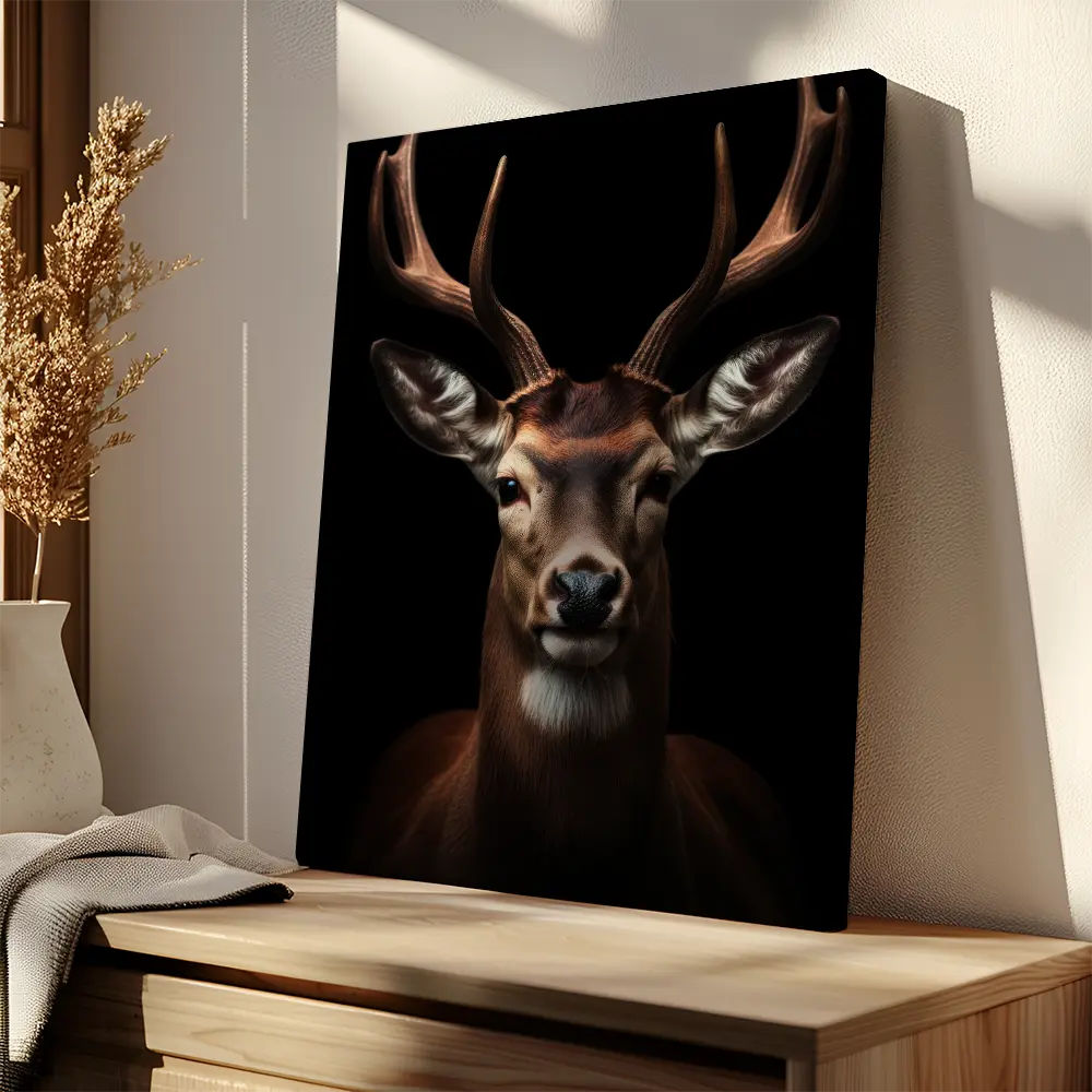 Deer Black Portrait