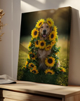 Golden Retriever Sunflowers