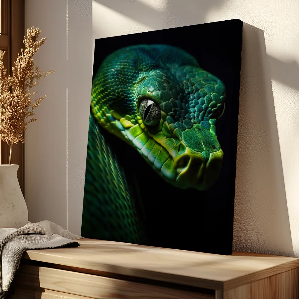 Green Snake Black Portrait