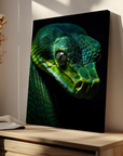Green Snake Black Portrait