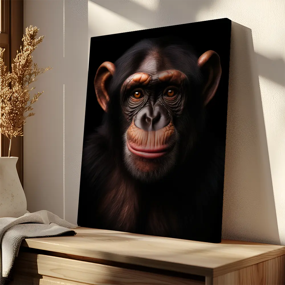 Happy Chimpanzee Black Portrait