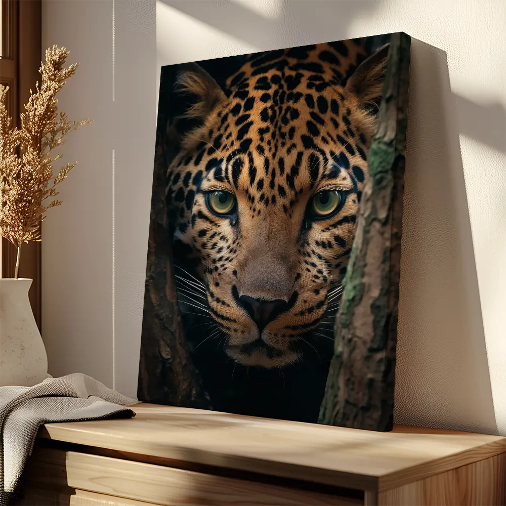 Leopard Hiding Tree