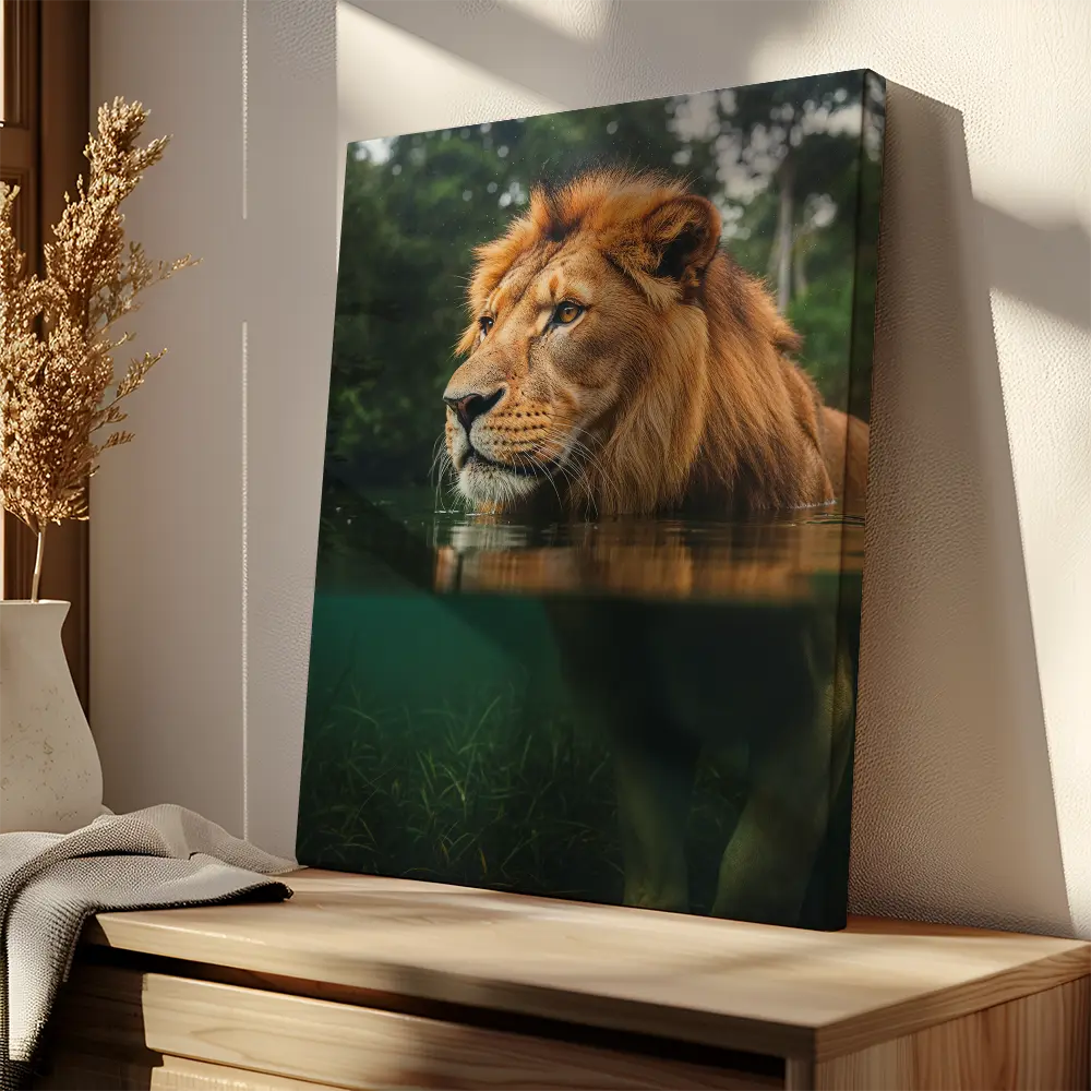 Lion In River