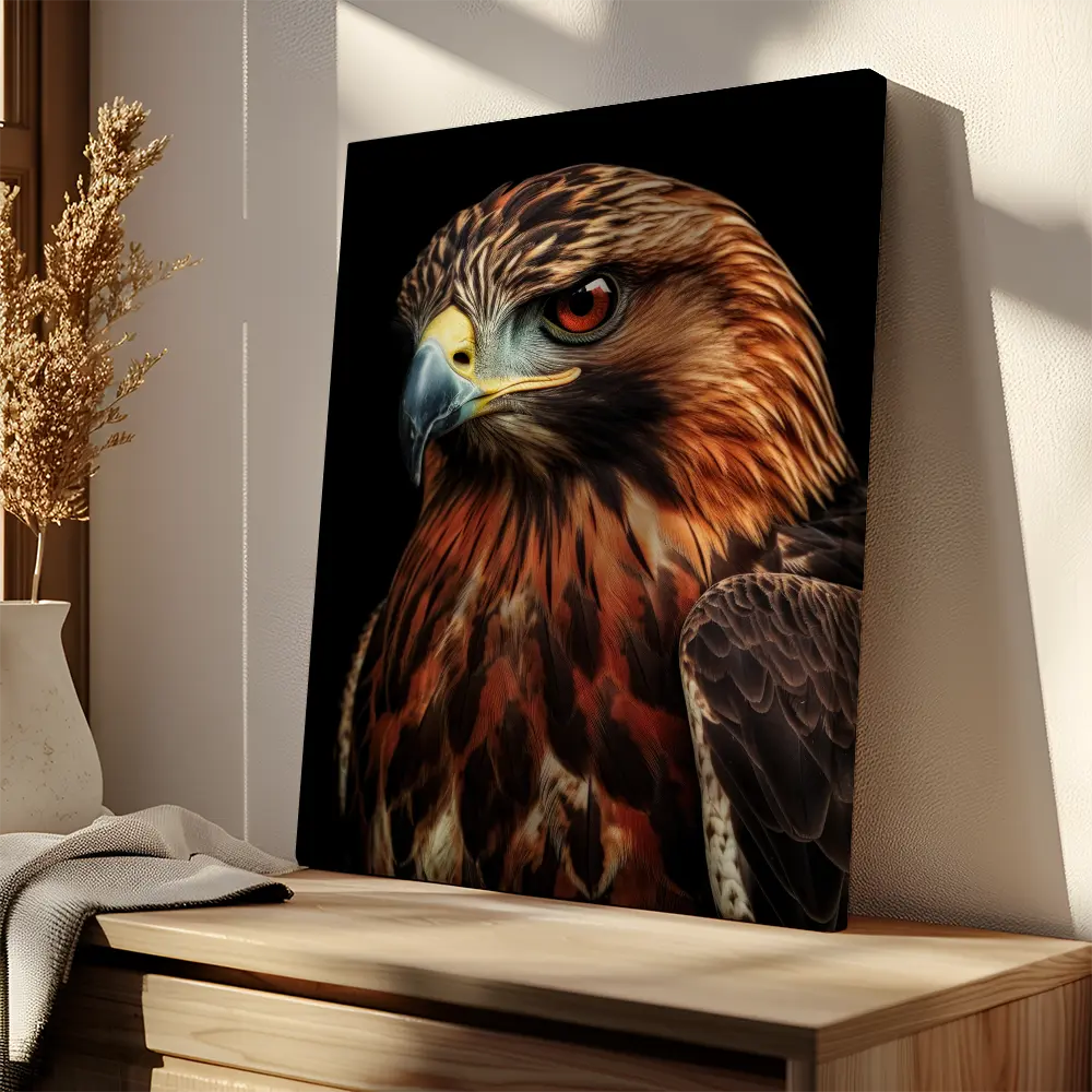 Red Tailed Hawk Black Portrait