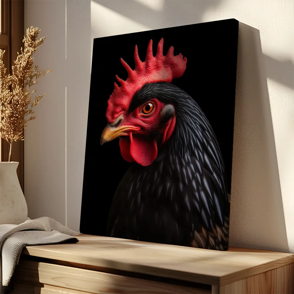 Rooster Black Portrait